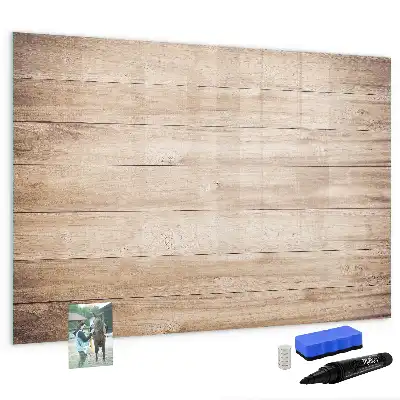 Magnetisch glazen schrijfbord voor notities en foto's met houtstructuur