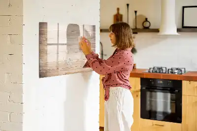 Magnetisch glazen schrijfbord voor notities en foto's met houtstructuur