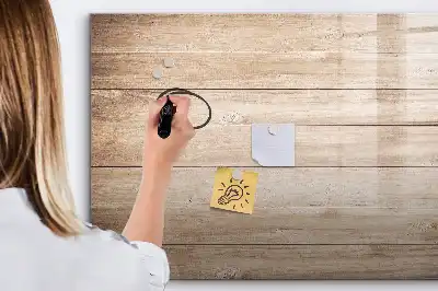Magnetisch glazen schrijfbord voor notities en foto's met houtstructuur