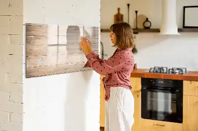 Magnetisch glazen schrijfbord voor notities en foto's met houtstructuur