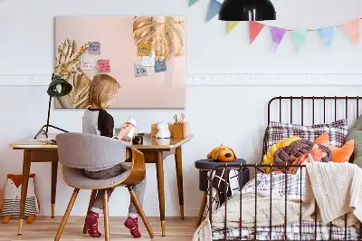 Beschrijfbaar glazen magneetbord met decoratieve gouden tropische bladeren