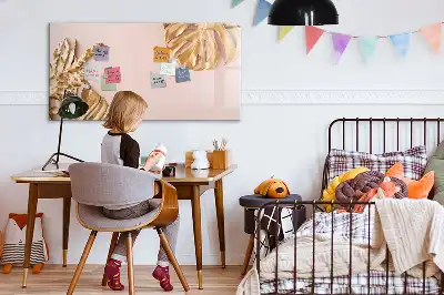 Beschrijfbaar glazen magneetbord met decoratieve gouden tropische bladeren