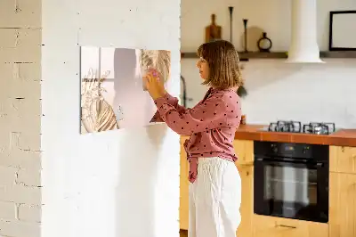 Beschrijfbaar glazen magneetbord met decoratieve gouden tropische bladeren