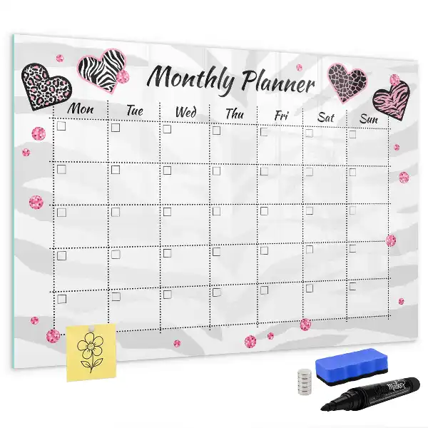 Magnetisch glazen maandplanner voor notities en foto's