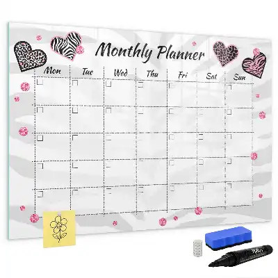 Magnetisch glazen maandplanner voor notities en foto's