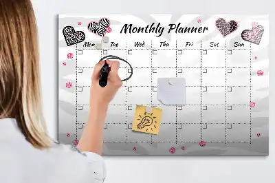Magnetisch glazen maandplanner voor notities en foto's