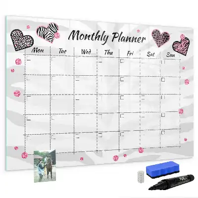 Magnetisch glazen maandplanner voor notities en foto's