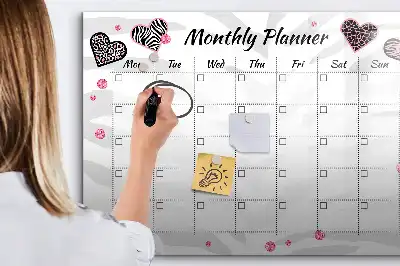 Magnetisch glazen maandplanner voor notities en foto's