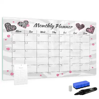 Magnetisch glazen maandplanner voor notities en foto's