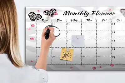 Magnetisch glazen maandplanner voor notities en foto's