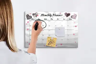 Magnetisch glazen maandplanner voor notities en foto's
