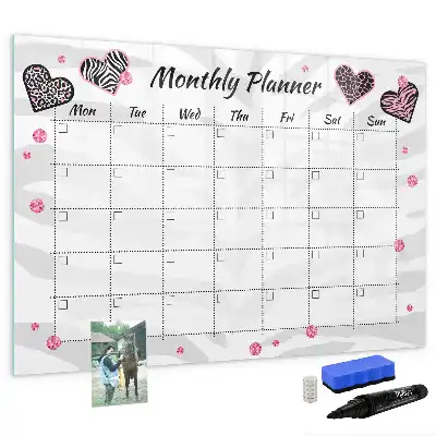 Magnetisch glazen maandplanner voor notities en foto's