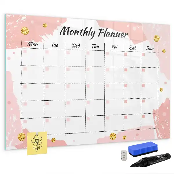 Glazen magnetische maandplanner beschrijfbaar designbord