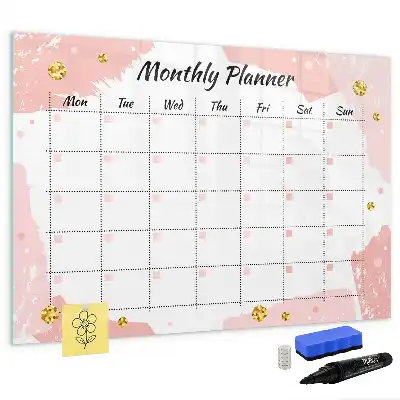 Glazen magnetische maandplanner beschrijfbaar designbord