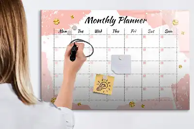 Glazen magnetische maandplanner beschrijfbaar designbord