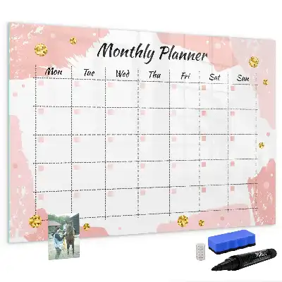 Glazen magnetische maandplanner beschrijfbaar designbord