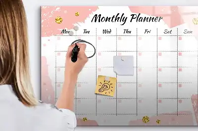Glazen magnetische maandplanner beschrijfbaar designbord