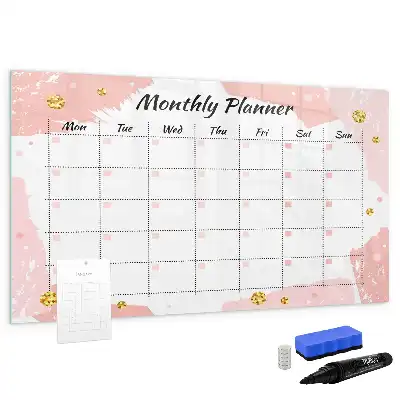 Glazen magnetische maandplanner beschrijfbaar designbord