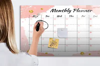 Glazen magnetische maandplanner beschrijfbaar designbord