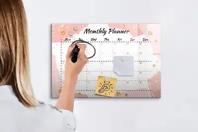 Glazen magnetische maandplanner beschrijfbaar designbord