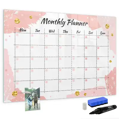 Glazen magnetische maandplanner beschrijfbaar designbord