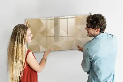 Beschrijfbaar glazen magneetbord met abstract driehoekontwerp