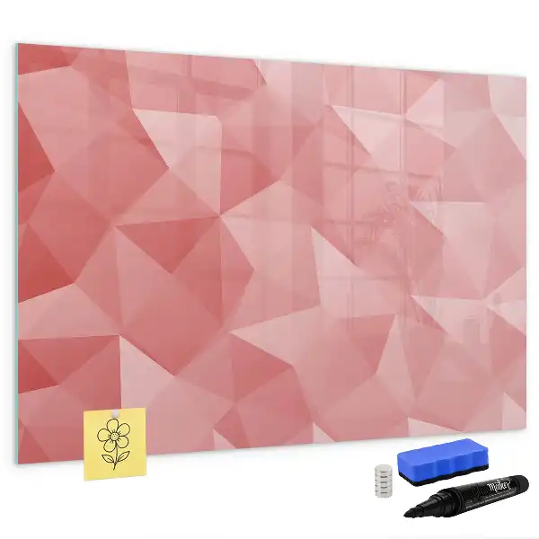 Beschrijfbaar glazen magneetbord met abstract design in driehoeksvorm