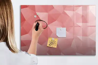Beschrijfbaar glazen magneetbord met abstract design in driehoeksvorm