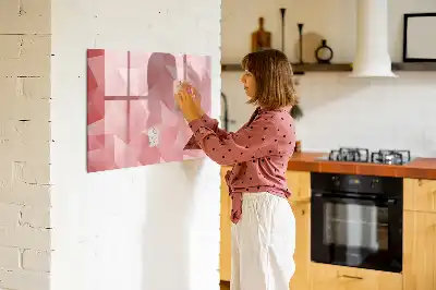 Beschrijfbaar glazen magneetbord met abstract design in driehoeksvorm