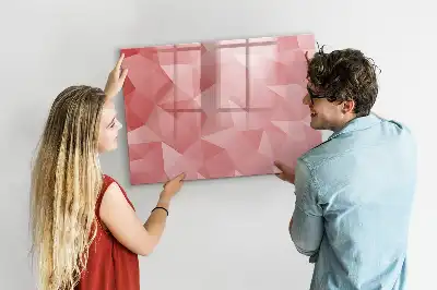 Beschrijfbaar glazen magneetbord met abstract design in driehoeksvorm