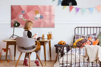 Beschrijfbaar glazen magneetbord met abstract design in driehoeksvorm