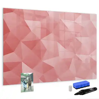 Beschrijfbaar glazen magneetbord met abstract design in driehoeksvorm