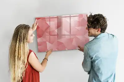 Beschrijfbaar glazen magneetbord met abstract design in driehoeksvorm