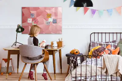 Beschrijfbaar glazen magneetbord met abstract design in driehoeksvorm