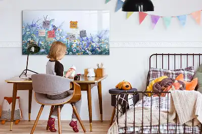 Glazen magneetbord met design van een vlinder op een weide