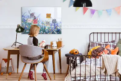 Glazen magneetbord met design van een vlinder op een weide