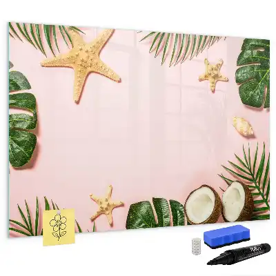 Beschrijfbaar glazen magneetbord met design in zomersfeer