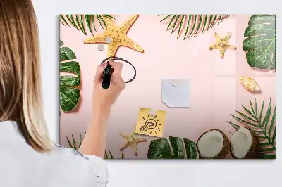 Beschrijfbaar glazen magneetbord met design in zomersfeer