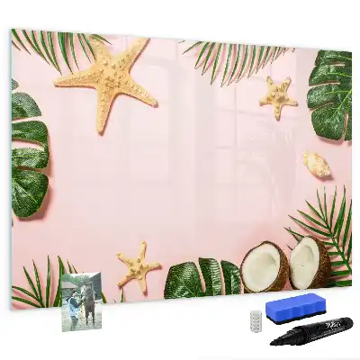 Beschrijfbaar glazen magneetbord met design in zomersfeer
