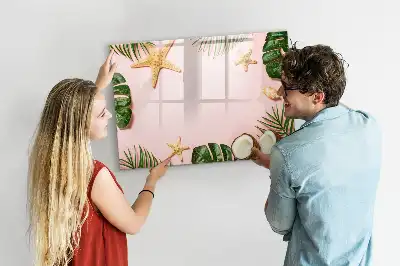 Beschrijfbaar glazen magneetbord met design in zomersfeer