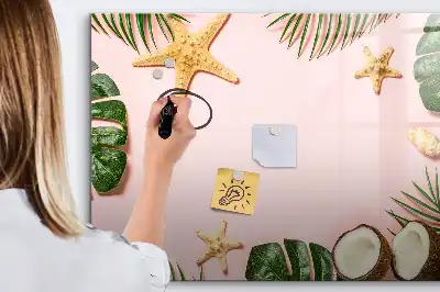 Beschrijfbaar glazen magneetbord met design in zomersfeer
