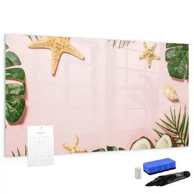Beschrijfbaar glazen magneetbord met design in zomersfeer