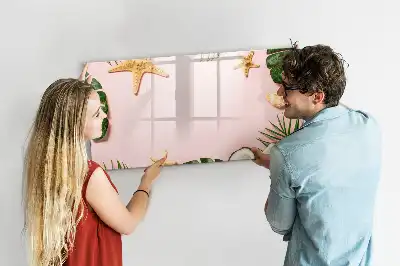 Beschrijfbaar glazen magneetbord met design in zomersfeer