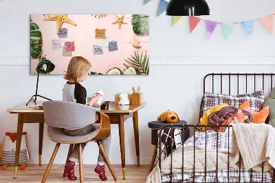 Beschrijfbaar glazen magneetbord met design in zomersfeer