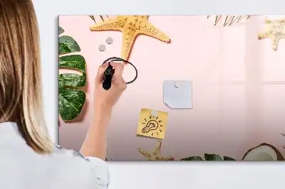 Beschrijfbaar glazen magneetbord met design in zomersfeer