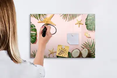 Beschrijfbaar glazen magneetbord met design in zomersfeer