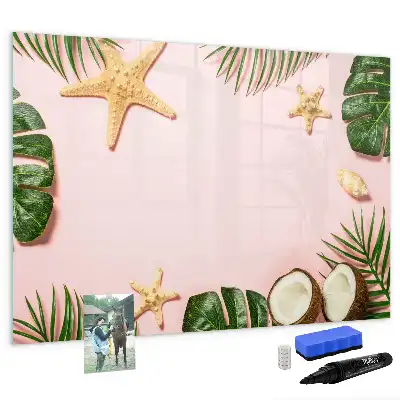 Beschrijfbaar glazen magneetbord met design in zomersfeer