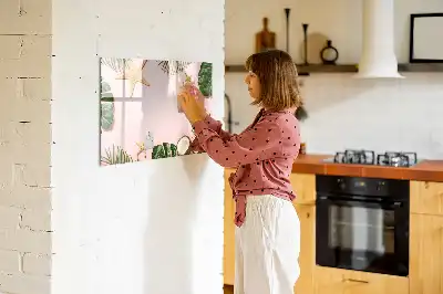 Beschrijfbaar glazen magneetbord met design in zomersfeer
