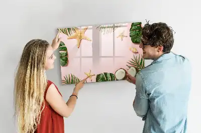 Beschrijfbaar glazen magneetbord met design in zomersfeer