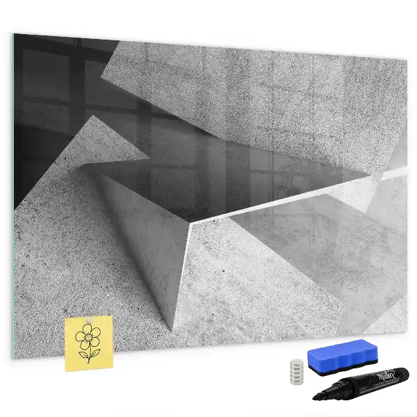 Magnetisch glazen memobord met abstract driehoekmotief